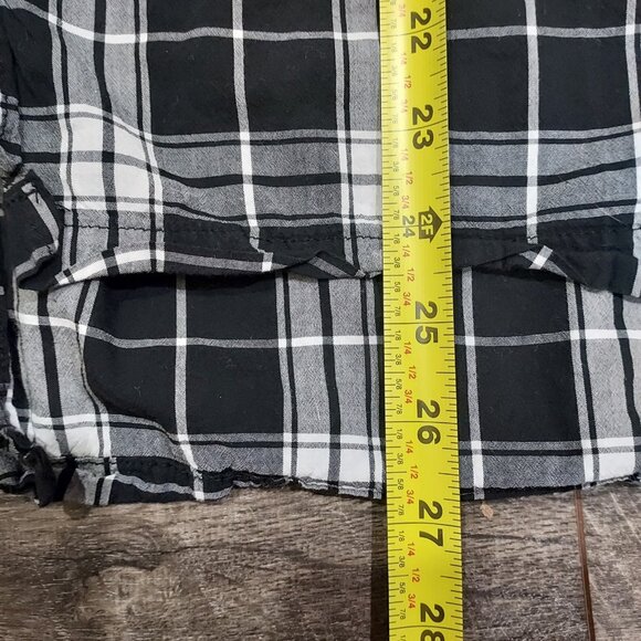 Abercrombie Fitch Women XS Black White Plaid Long Sleeve Button Shirt Western - Picture 7 of 9